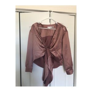 Satin tie blouse